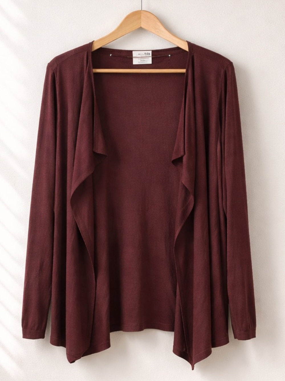 Vero Moda | Burgundy Draped Open Front Cardigan Size Large | Soft Viscose